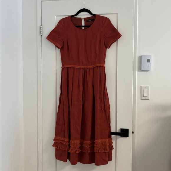 WEEKEND MAX MARA VAL LINEN FRINGE TRIM DRESS - Picture 2 of 3